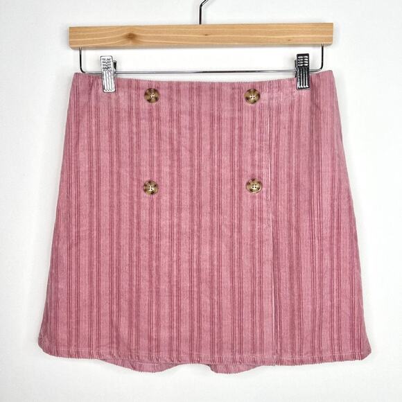 NWT Wild Fable Pink Corduroy Button Mini Skirt Small - Picture 1 of 7
